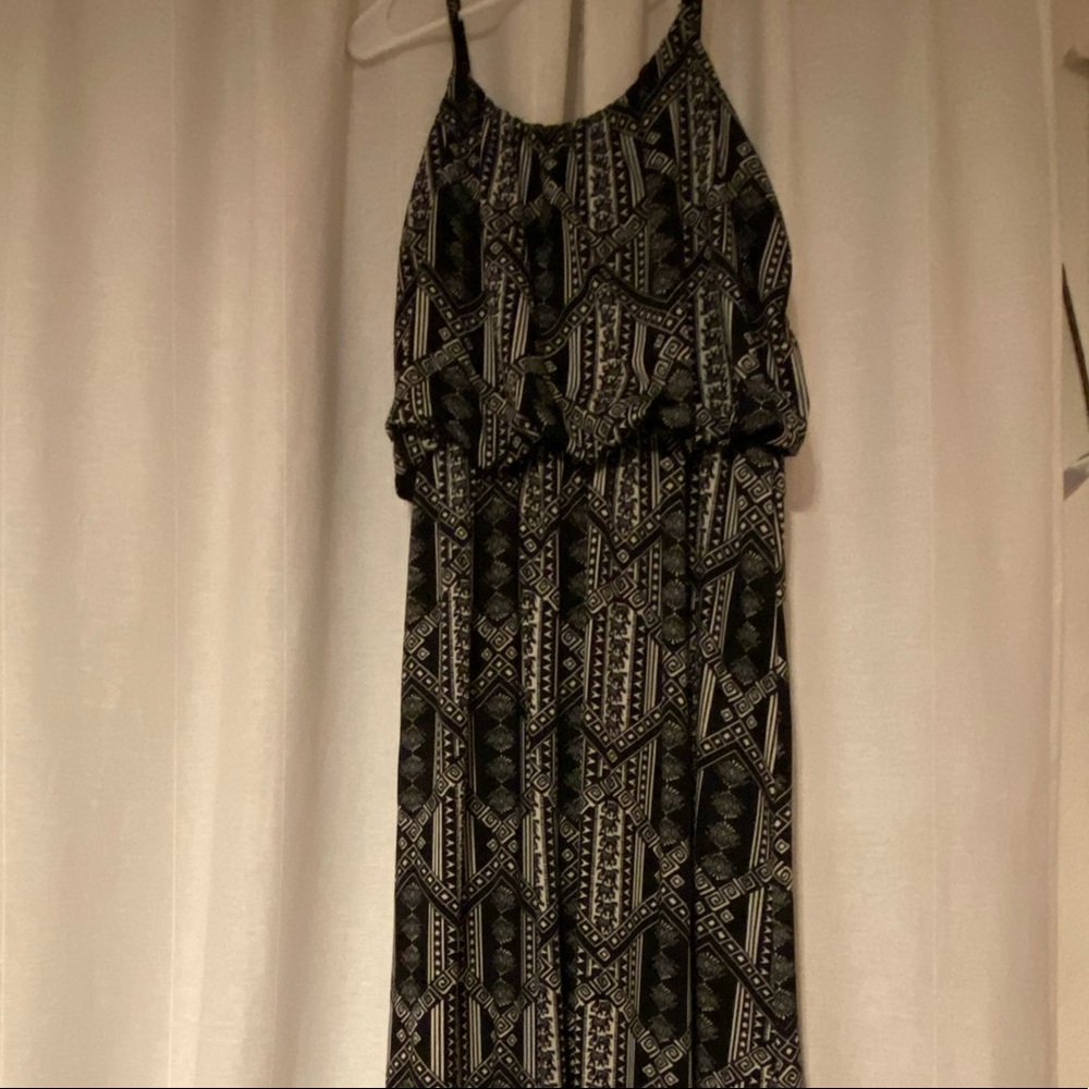 black and white tribal print maxi dress